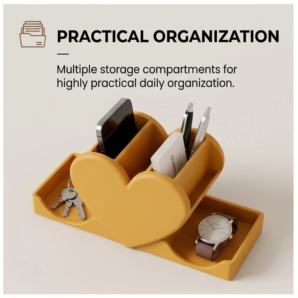 Heart Shaped Desktop Organizer Multifunctional Stationery Storage Box