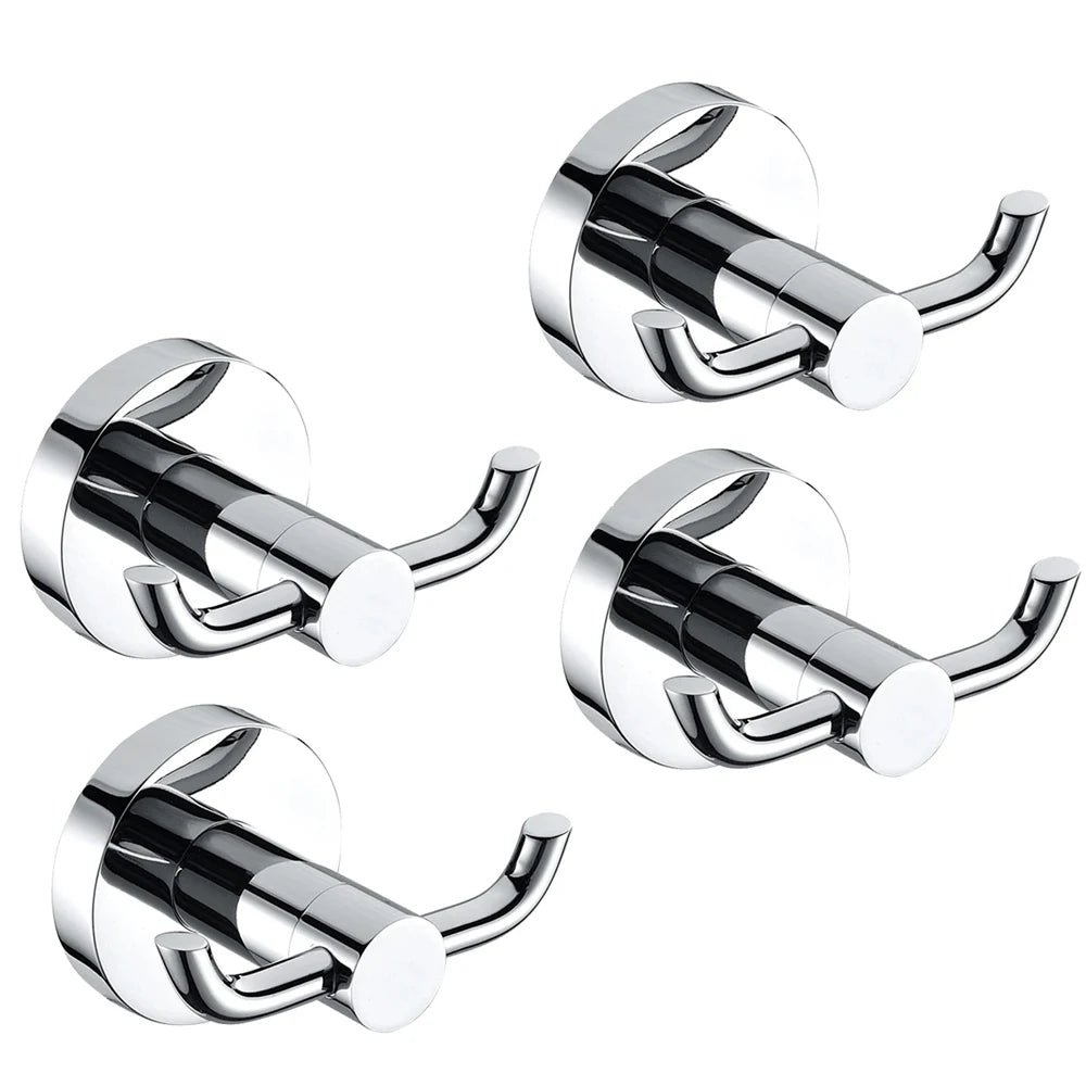 2/4 Pcs Towels Rack Wall Stickers Steel Hooks Non-slip Dual Robe Holder For Wall Glue Adhesive Hanger Robe Shower Accessories Zpaxo 4PCS M