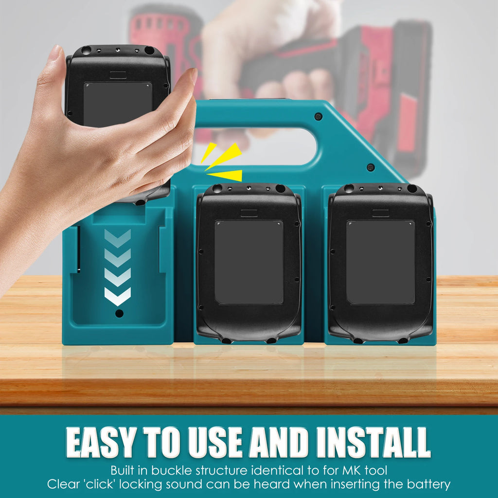 6/4 Slot Battery Storage Holder for Makita 18V/14.4V Fits BL18/BL14 Batteries Portable and Rugged Battery Organizer for Workben Zpaxo