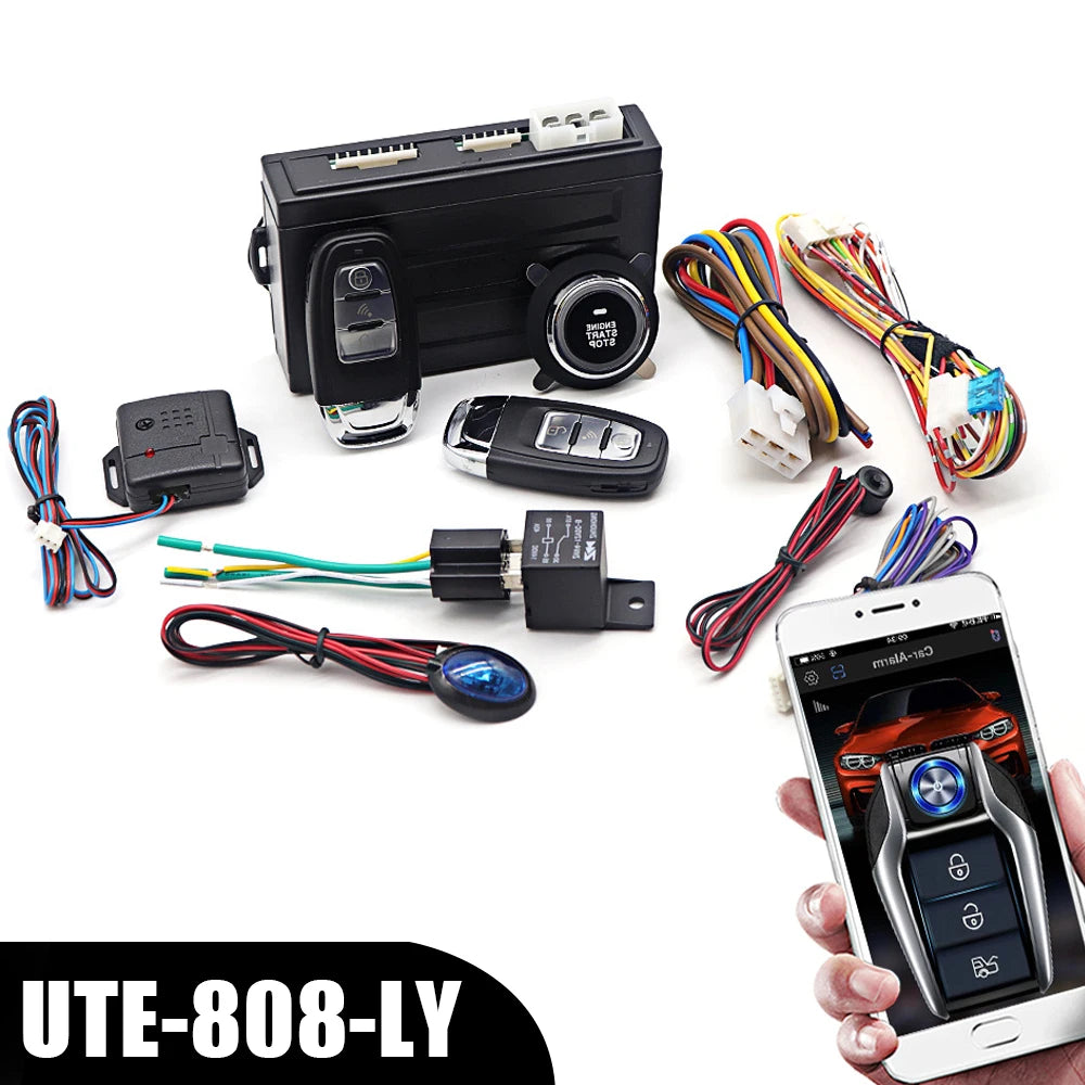 Smartphone Control Universal Remote Start Kit Car Start Stop Keyless Entry System One-button Start Push Systems Zpaxo UTE-808-LY