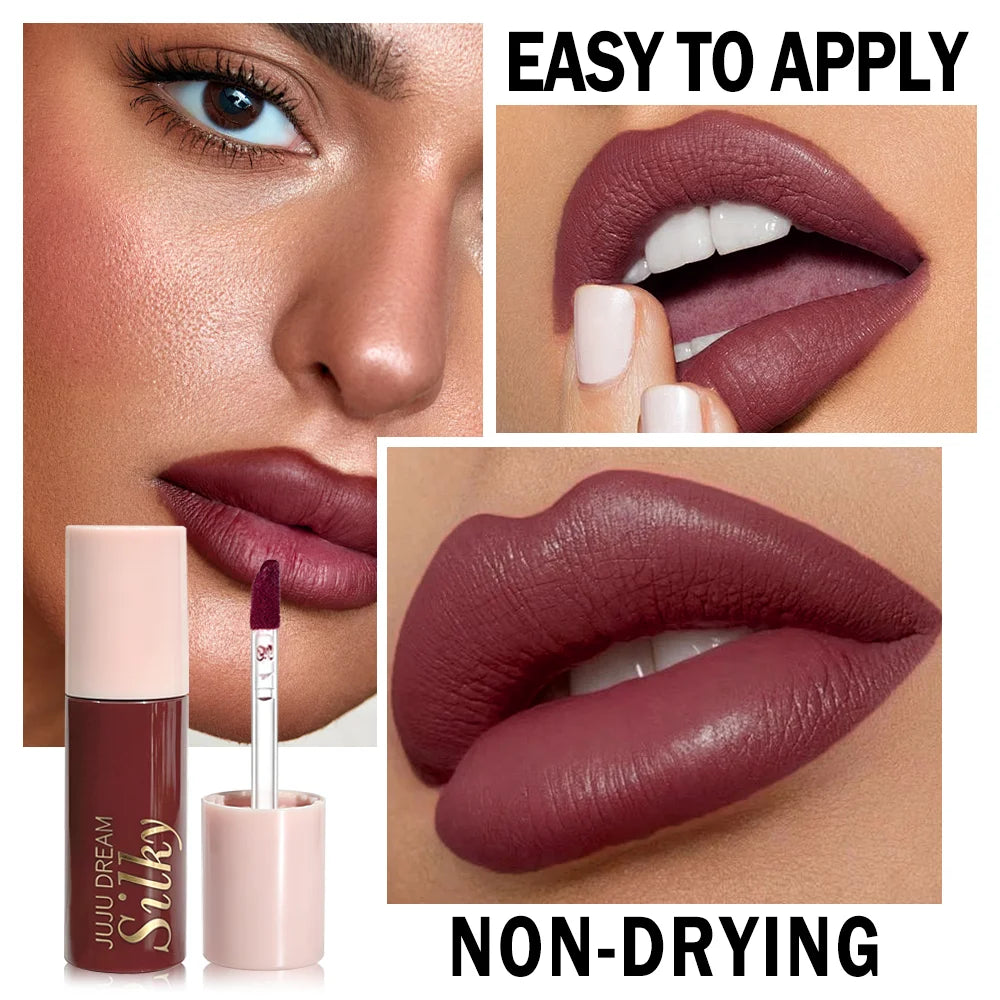 Velvet Matte Lipstick Wine Red Lip Tint Silky Smooth Long-lasting Zpaxo