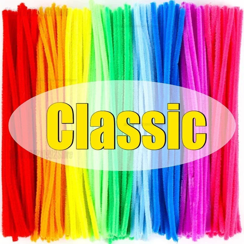 Chenille Stem Colorful Fluffy Soft Bendable Pipe Cleaner Crafts DIY Handmade Crafts Materials Kids Toys Wedding Party Decoration Zpaxo Classic 200PCS