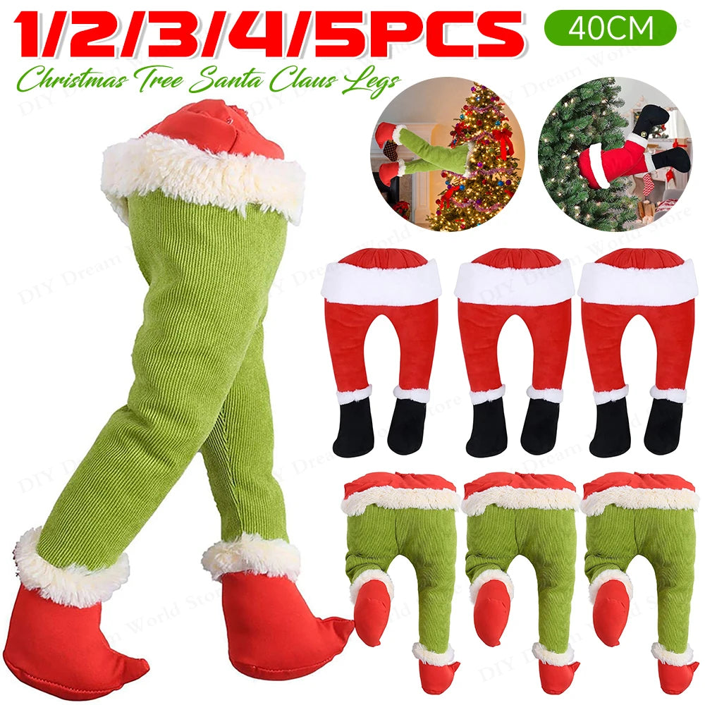 1- Year Car Christmas Elf Santa Legs Decoration Decor Home Xmas Tree