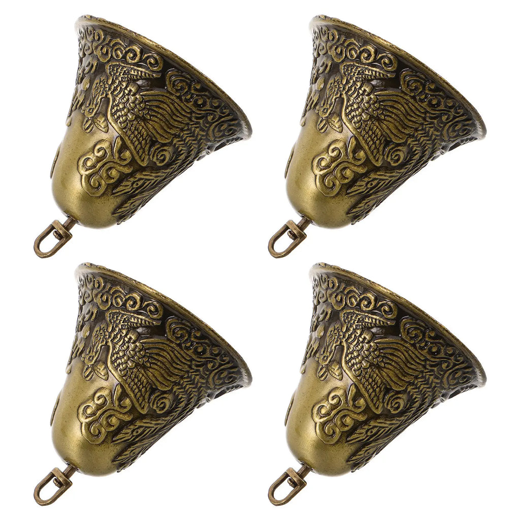 Vintage Alloy Christmas Hanging Bells Dragon Phoenix Shape Rustic
