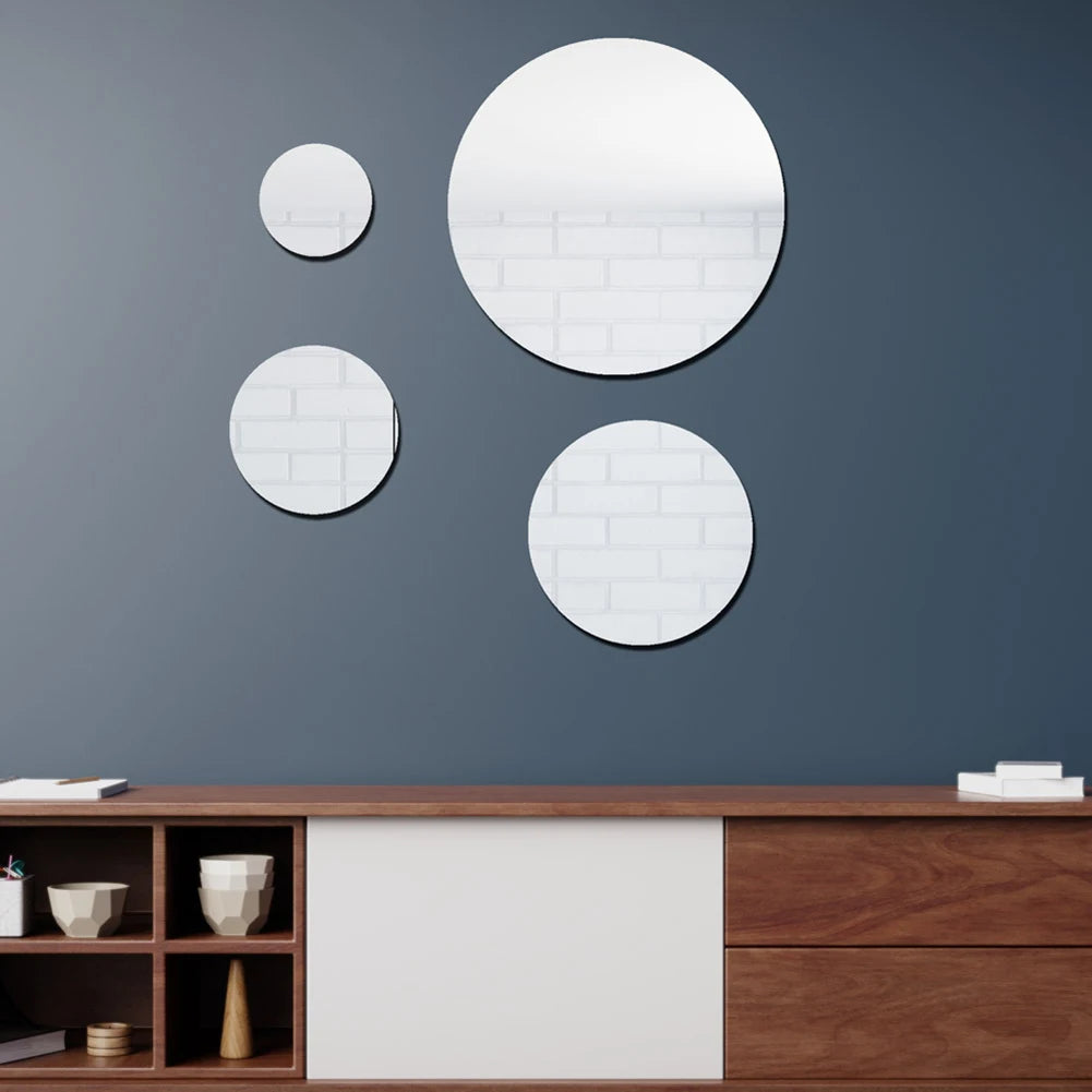 Mirror Plate Decal Self Adhesive Wall Decor Stickers Decorative Small