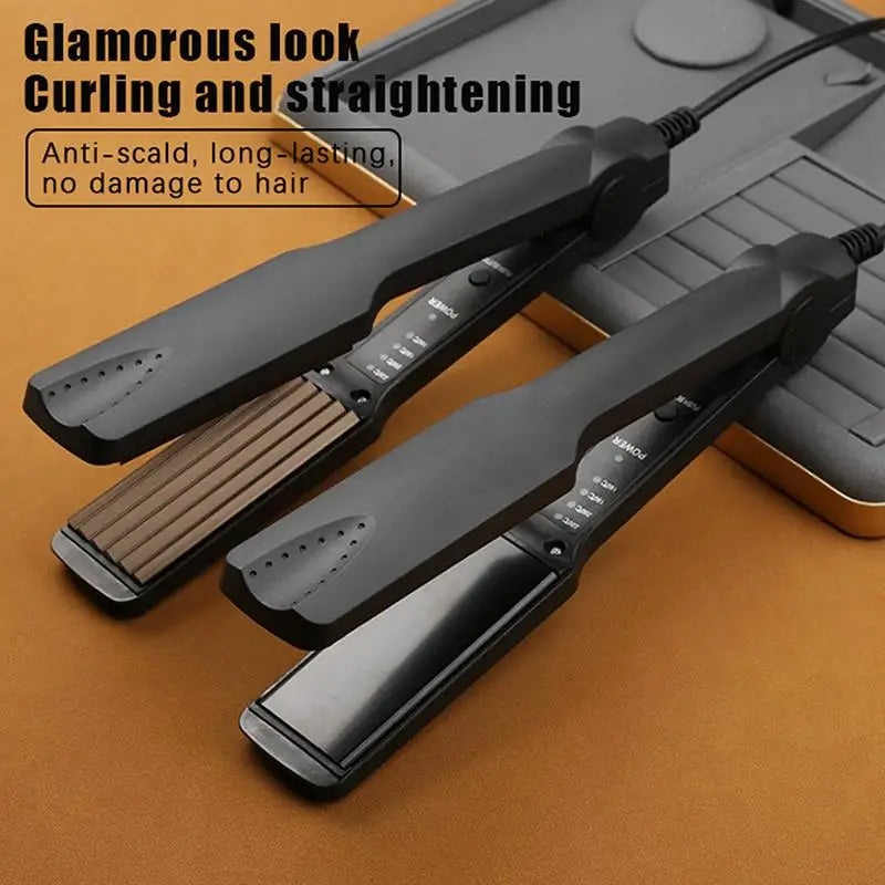 2-in-1 Ceramic Hair Straightener & Curling Iron | 4 Heat Settings