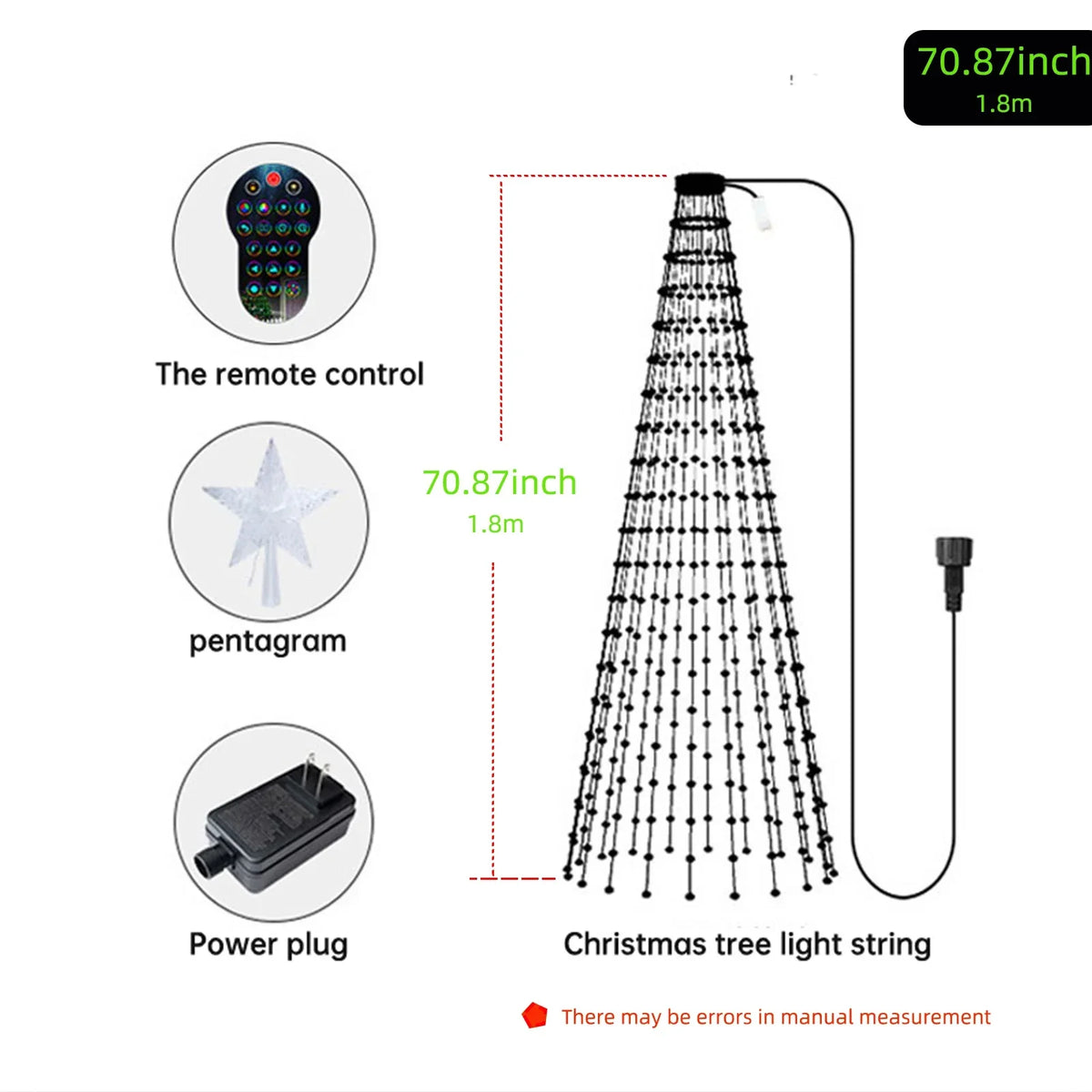 Christmas Tree RGB Lamps APP Multicolor LED Star String Light Zpaxo lamp length 1.8M UK Plug 15W