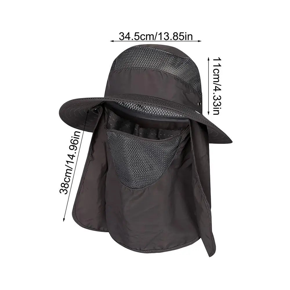 UPF 50+ Fishing Sun Hat – Face & Neck Flap UV Protection UV Protection Bucket Hat Zpaxo Dark Gray