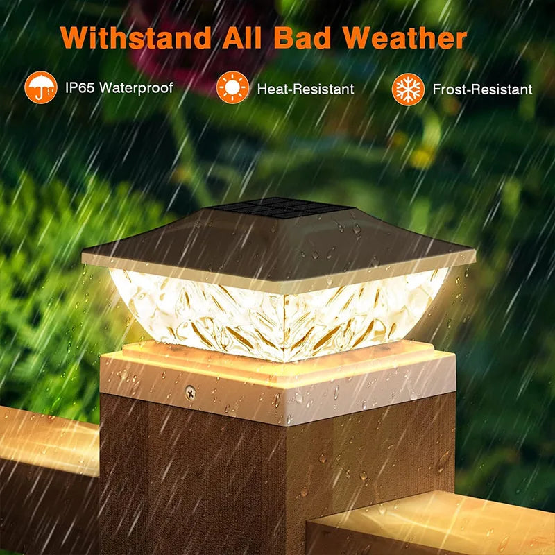 Outdoor Solar Post Cap 2 Modes Fence Light LED Post Lamp Solar Powered Waterproof For 4 Inch Wood Posts Yard Garden Outside Zpaxo