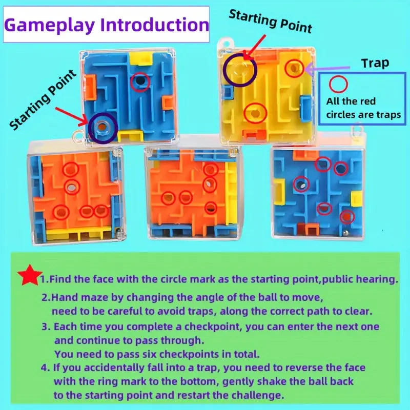 3D Maze Magic Cube Six-sided Transparent Puzzle Speed Rolling Ball