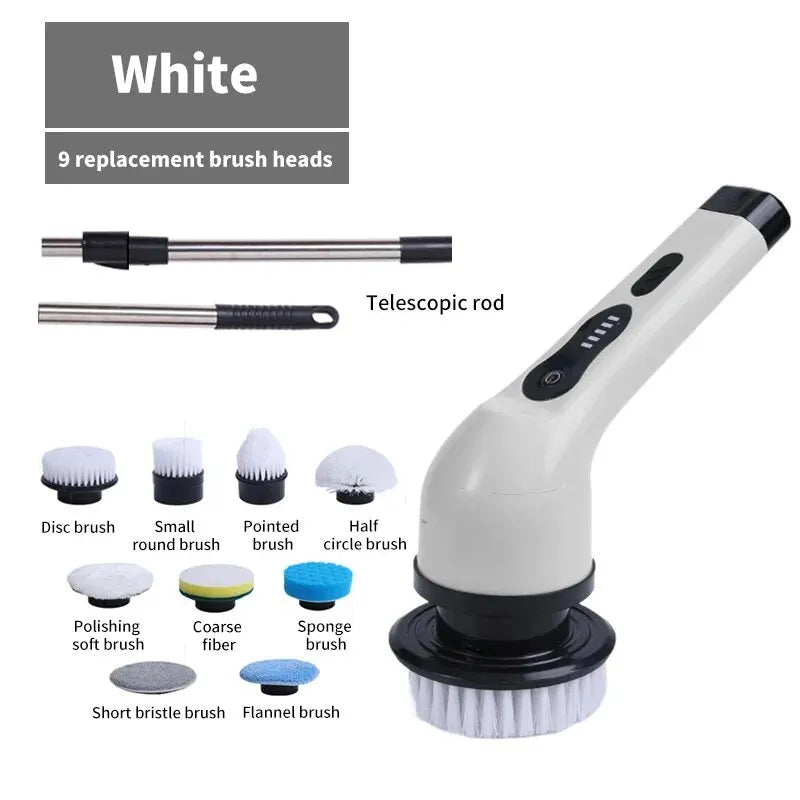 Wireless Electric Cleaning Brush Bathroom Window Kitchen Automotive Multifunctional Household Rotating Cleaning Machine Zpaxo 200588-white9