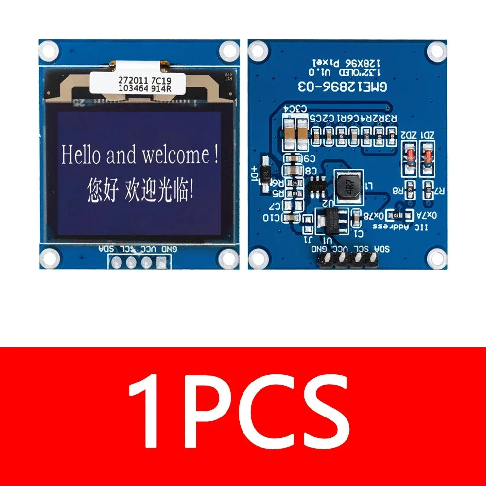 1 32-inch 128x96 White OLED Display Module SSD1327 Driver IC I2C Zpaxo 1PCS