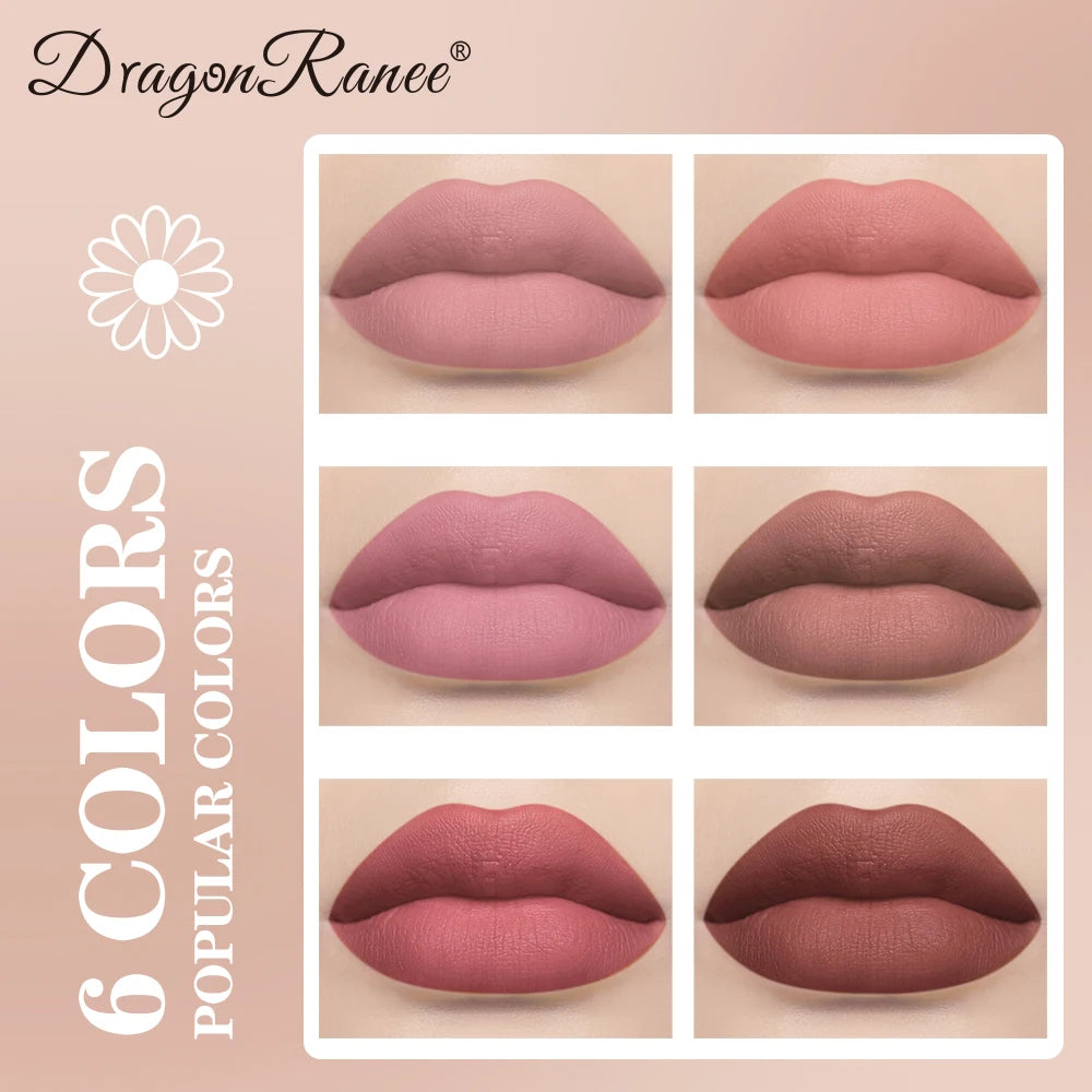 Set of Six Lip Glazes, Matte and Fine Texture, Easy to Apply, Non-Stick, Waterproof and Sweat-Proof, Versatile for Daily Use, Lip Gloss and Lipstick Set Zpaxo