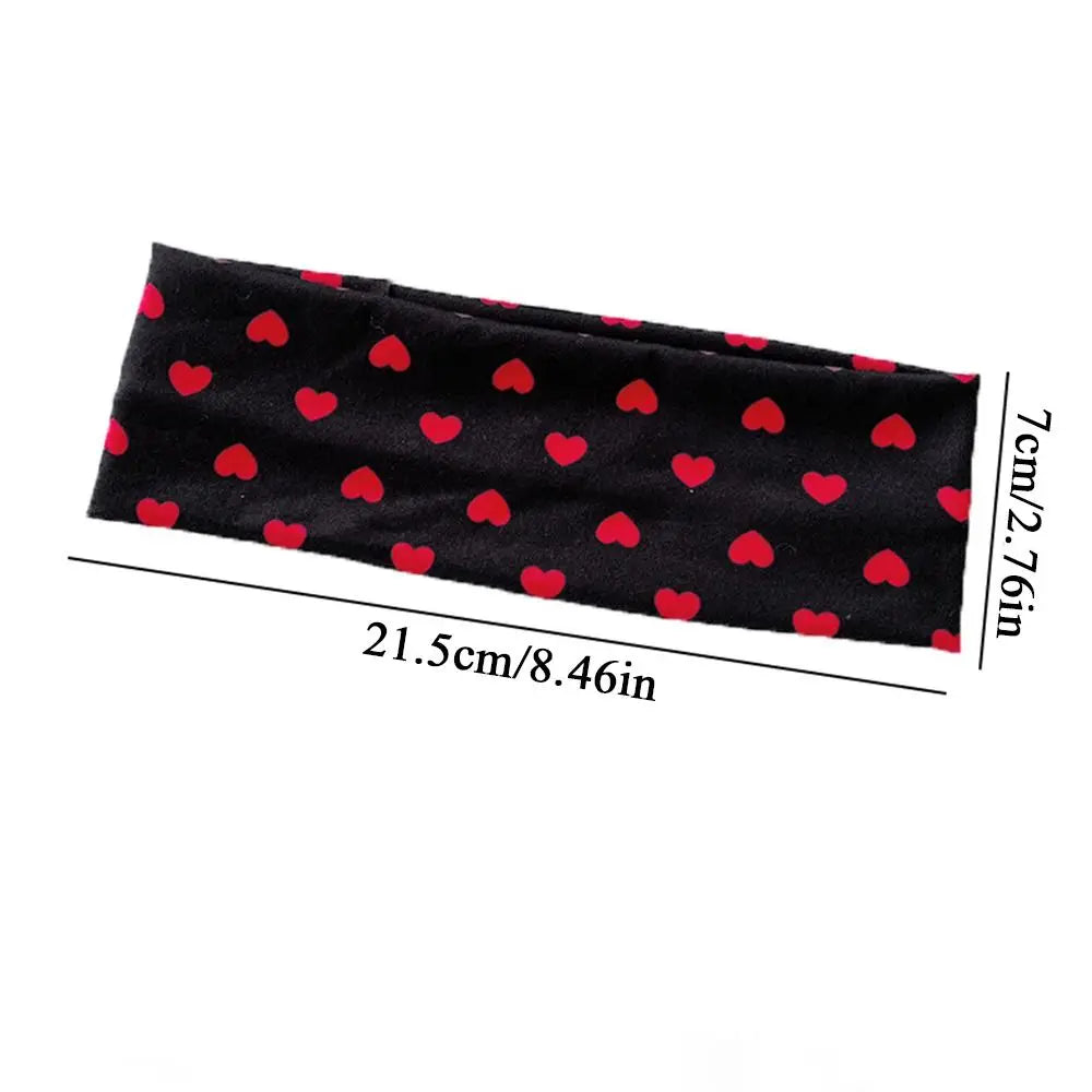 Fashion Y2K Polka Dot Headbands Elastic Love Print Wide Headbands Sweat-absorbent Sport Hairband Hair Accessories Zpaxo