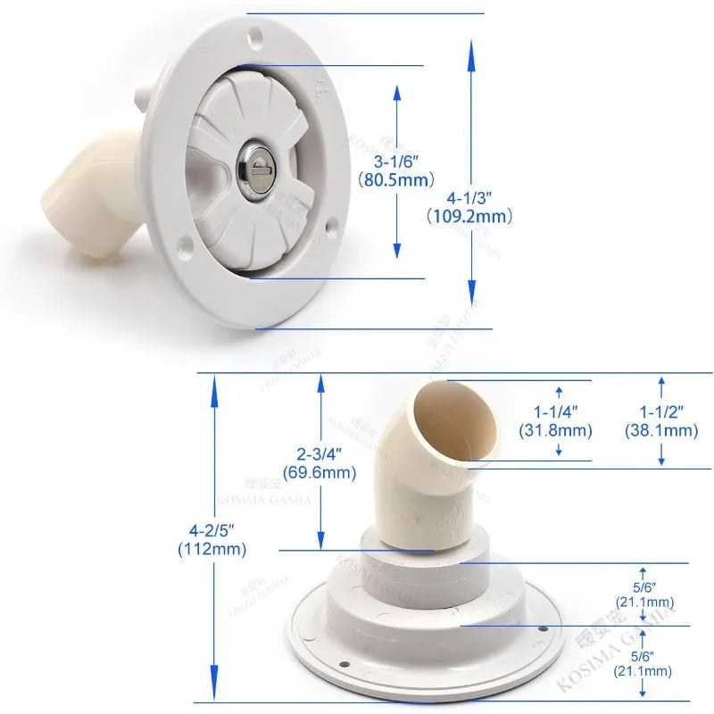 Round Gravity Water Inlet with Lock for RV Camper Boat