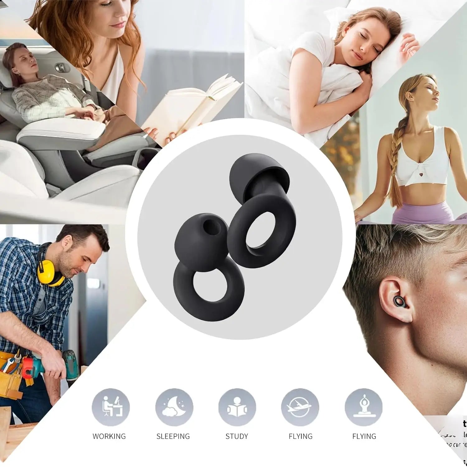 Reusable Silicone Earplugs – Sleep, Travel & Hearing Protection