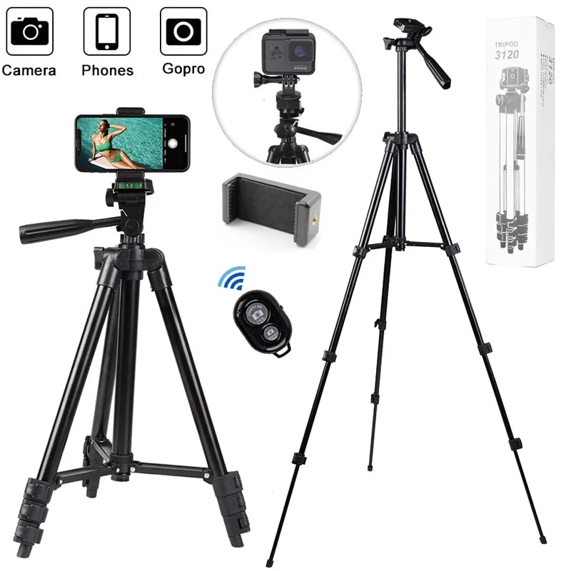 Tripods Phone Lightweight Camera Tripod Stand Bluetooth Selfie Remote