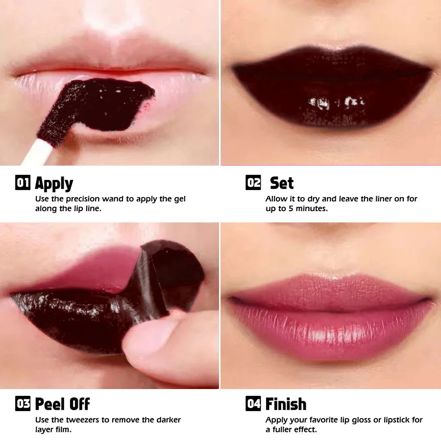 Waterproof Lip Liner Peel Off Lipgloss Long Lasting Matte Tint Pink