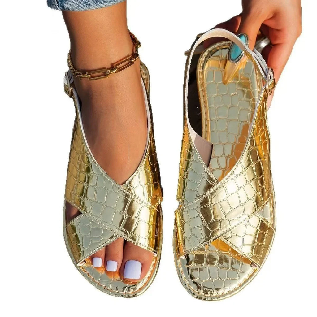 2025 Luxury Sexy Women Sandals Classic Gold Silver Buckle Summer Zpaxo