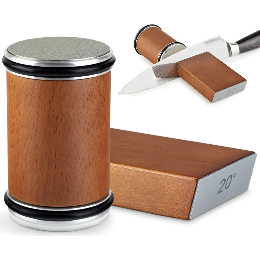 Rolling Knife Sharpener for Straight Edge, Knife Sharpener Kit with 15 & 20° Degree Magnetic Angle for Kitchen Knives Whetstone Zpaxo