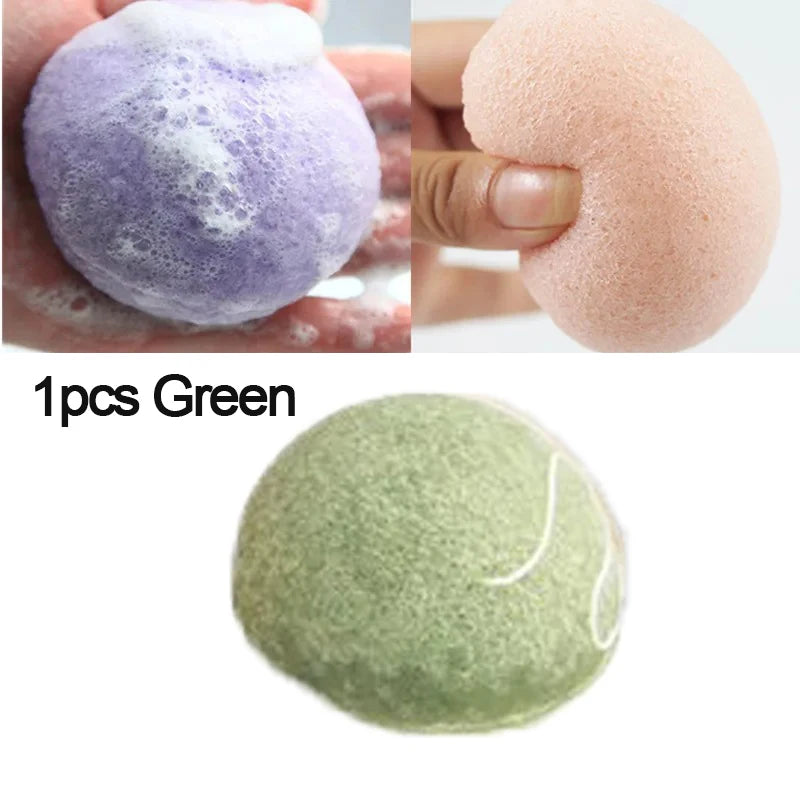 1 Face Round Makeup Remover Tools Natural Konjac Facial Cleansing Zpaxo 1pcs Green