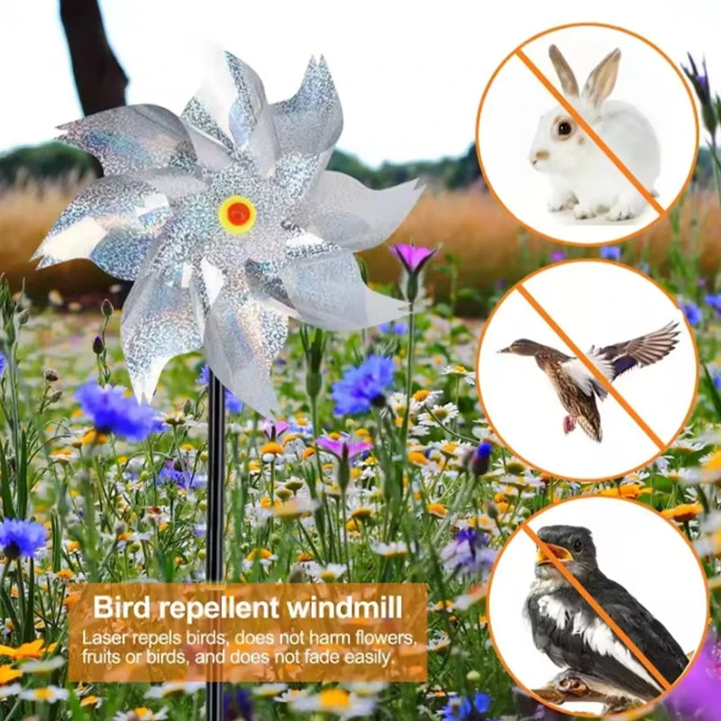 Rotating Laser Bird Repellent Windmill Reflective Pinwheels Anti