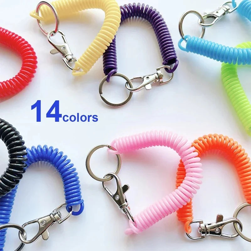 Spiral Coil Spring Keychain with Lobster Buckle – 1/2/4 Pack