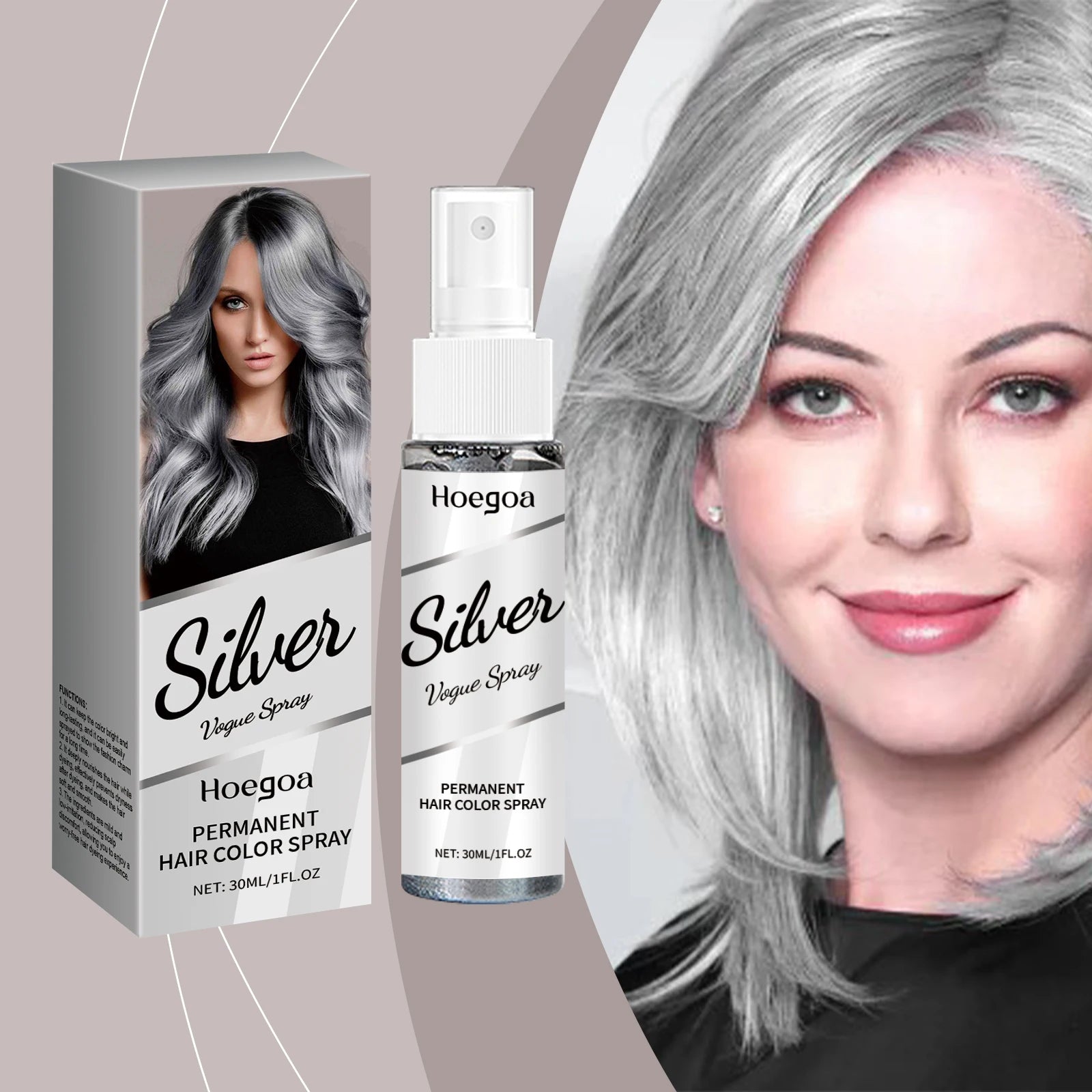 Silver Gray Hair Color Spray - Temporary Washable Hair Dye With Plant Extracts For Fashionable Looks & Nourished Hair Zpaxo