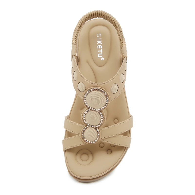 2025 European American Sandals Latex Bohemian Rhinestones Comfortable Zpaxo