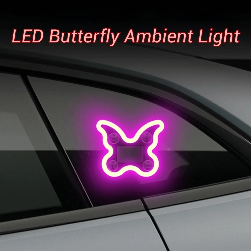 Wireless Car Solar LED Light Butterfly Shaped Suction Cup Ambient Zpaxo