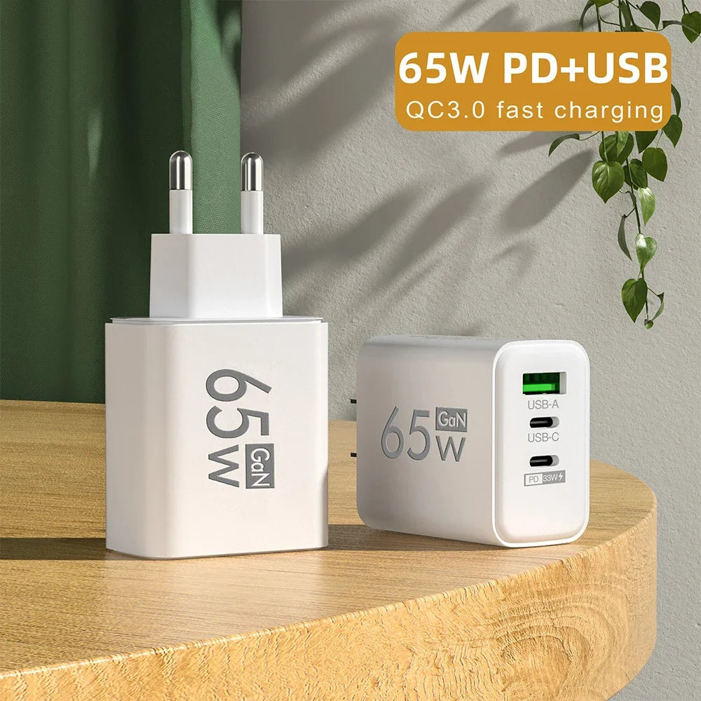 Fast Charging 65W USB-C Charger Charger PD Quick Charge 3.0 Wall For Phone Adapter For iPhone 15 Xiaomi POCO Samsung Oneplus Zpaxo