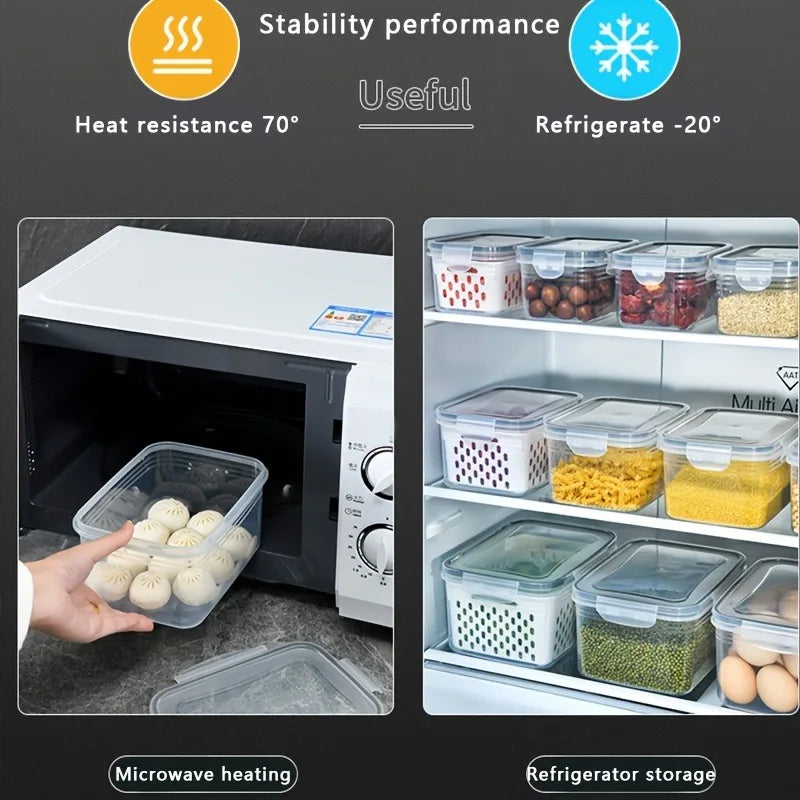 Fruit Storage Containers Fridge Removable Colander Airtight Food