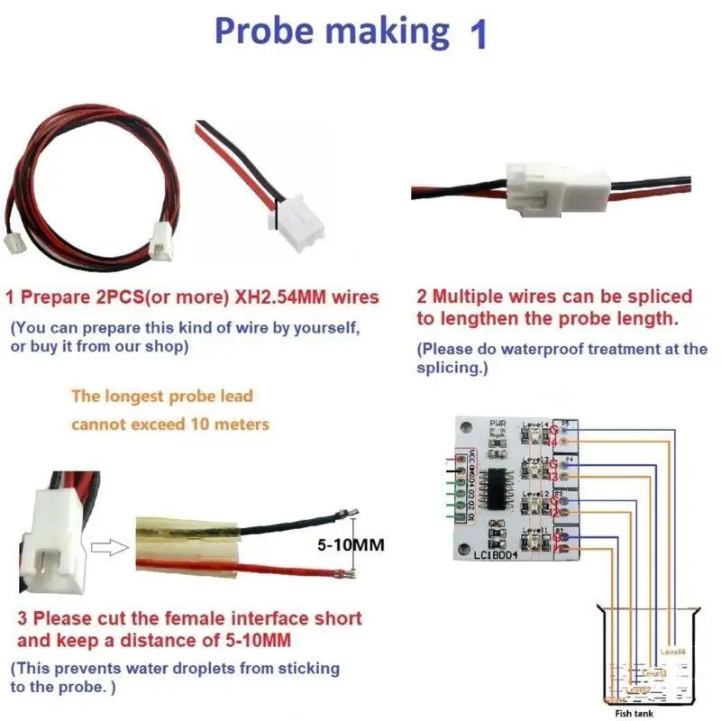 652F Accurate and Reliable Liquid Level Modules with 4Digital LED Display Pin Connector for Fish Water tower Zpaxo
