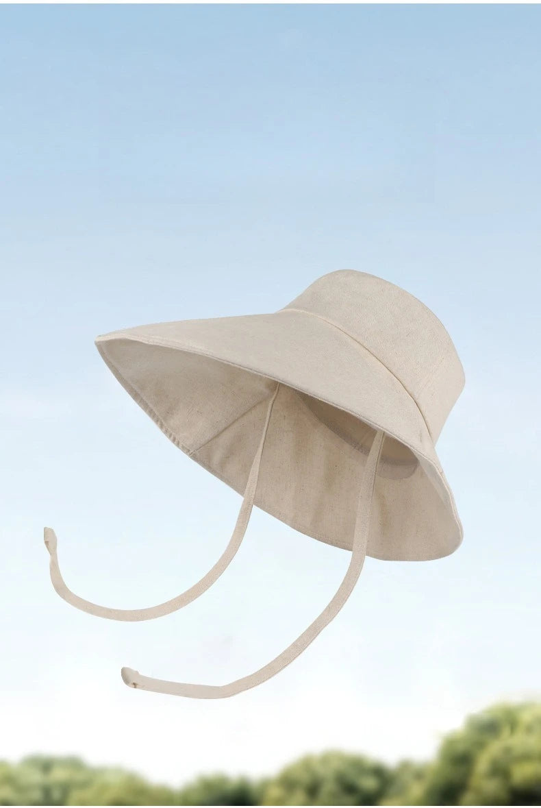 Strap fisherman hat with enlarged brim summer sun protection hat sun shading UV protection lightweight and breathable sun hat Zpaxo