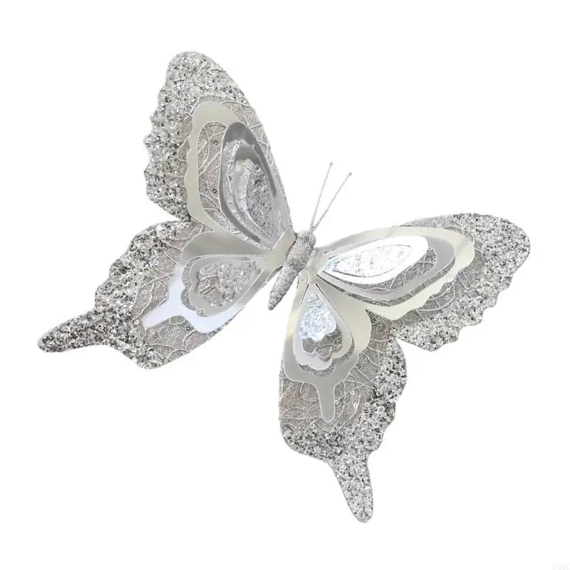 Plastic Butterfly Holiday Ornament Shimmery Sequins Christmas