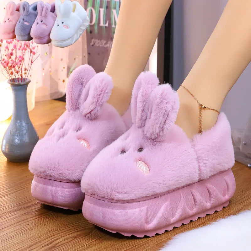 White Rabbit Hare Slippers Women's Cute Animal Platform Home Mules Zpaxo Purple6 38-39(Insole24cm) China Mainland