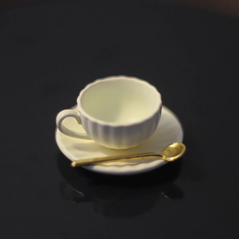 ▶3pcs/set 1:12 Dollhouse Mini Furniture Model DIY Accessories Coffee Cup Saucer Spoon Zpaxo Yellow
