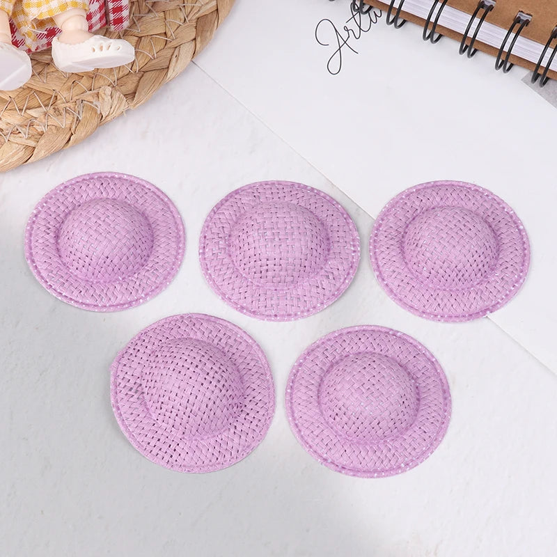 Miniature Doll Straw Hats Dollhouse Decor Children Pretend Play Toys Zpaxo Purple