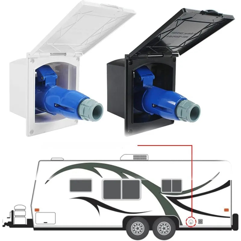 RV External Flush Hook-Up Socket 220V 16A Waterproof IP44