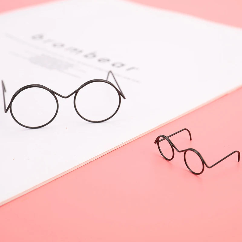 Fashion Round Frame Lensless Retro Cool Doll Glasses Accessories