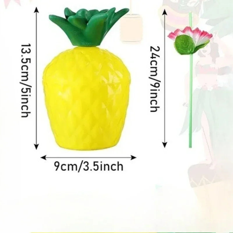 1PC Tropical Pineapple Coconut Drinking Cup Juice Cups Straw Luau Flamingo Birthday Beach Pool Party Hawaiian Decoration LIYI Zpaxo 1PC Pineapple cup