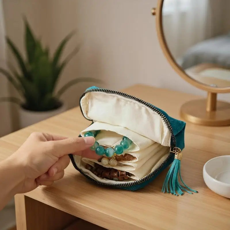 5-Layer Jewelry Storage Bag Velvet Pouch Bags Watch Bracelet Rings Zpaxo