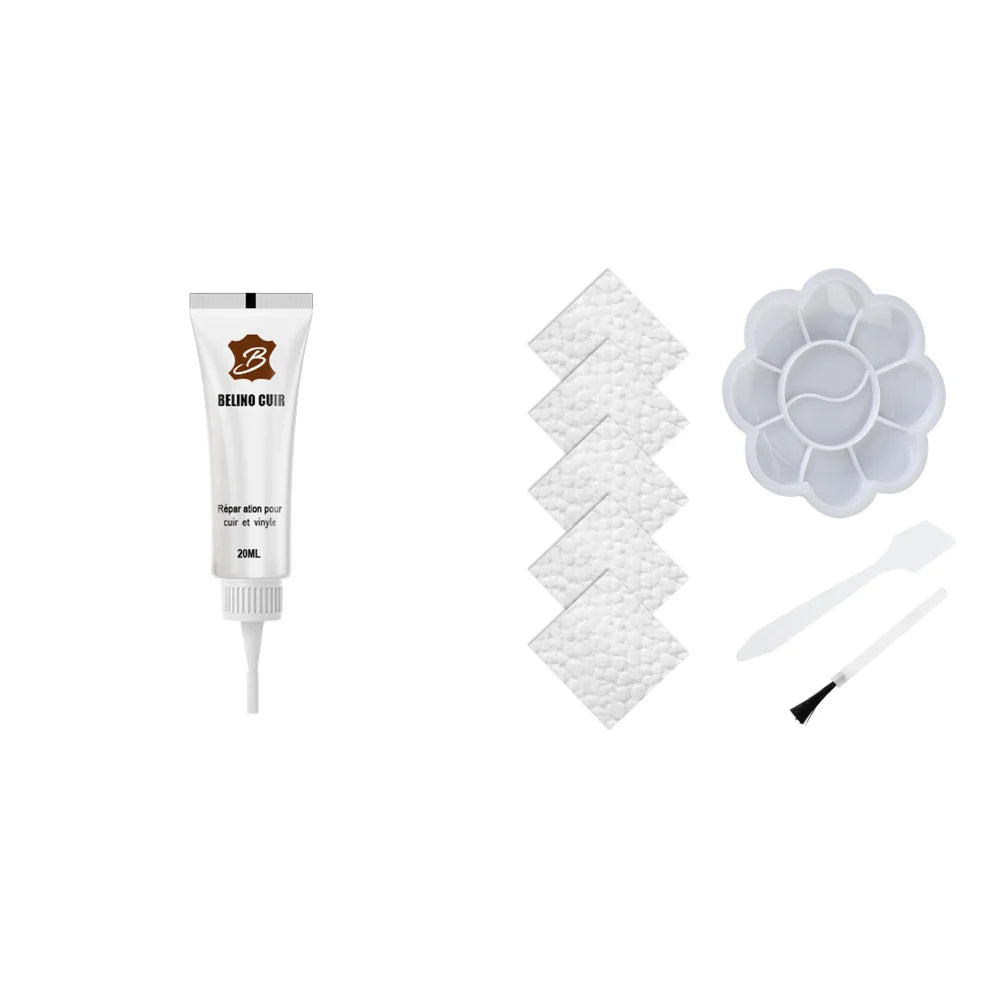 20ML Car Auto Leather Filler Repair Cream for Car Seats Sofa Scratch Restoration Cracks Repair Tool Cleaner Repair Liquid Zpaxo White with Palette