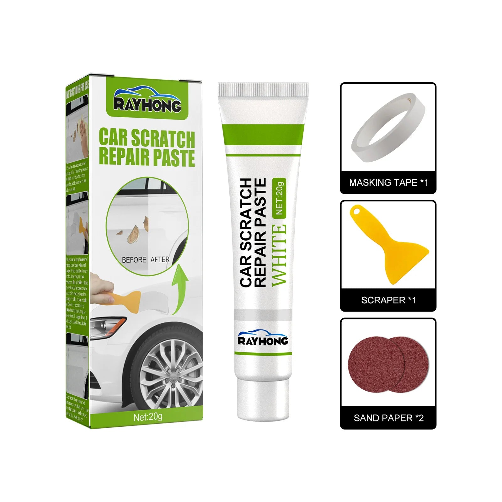 RayHong Fiberglass Repair Paste | Quick Dry Long Strand Fiber Fiberglass Repair Paste Zpaxo 1set boxed