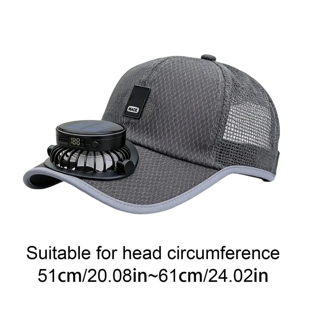Solar Fan Baseballs Cap Wind Blower Sun Protection Headwear USB Zpaxo A
