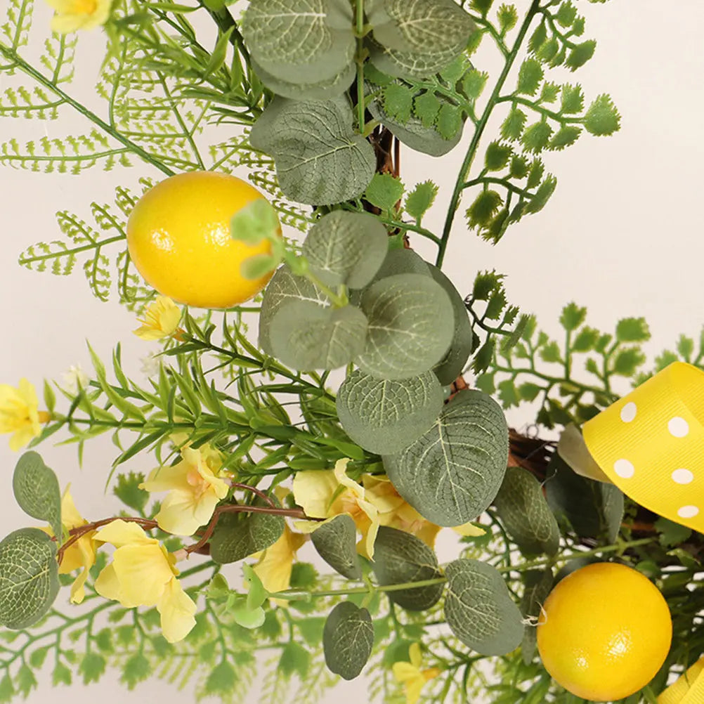 Artificial Lemon Flower Summer Wreath Hanging Front Door Simulation