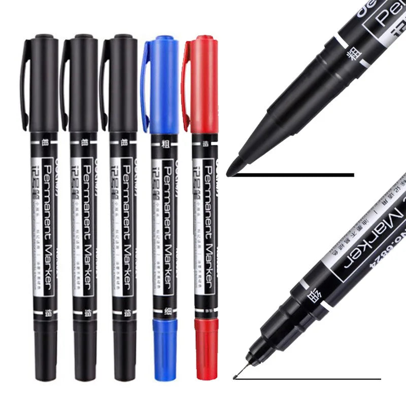 Twin Tip Black Blue Red Oil Marker Pen 0 5 Double Headed Permanent