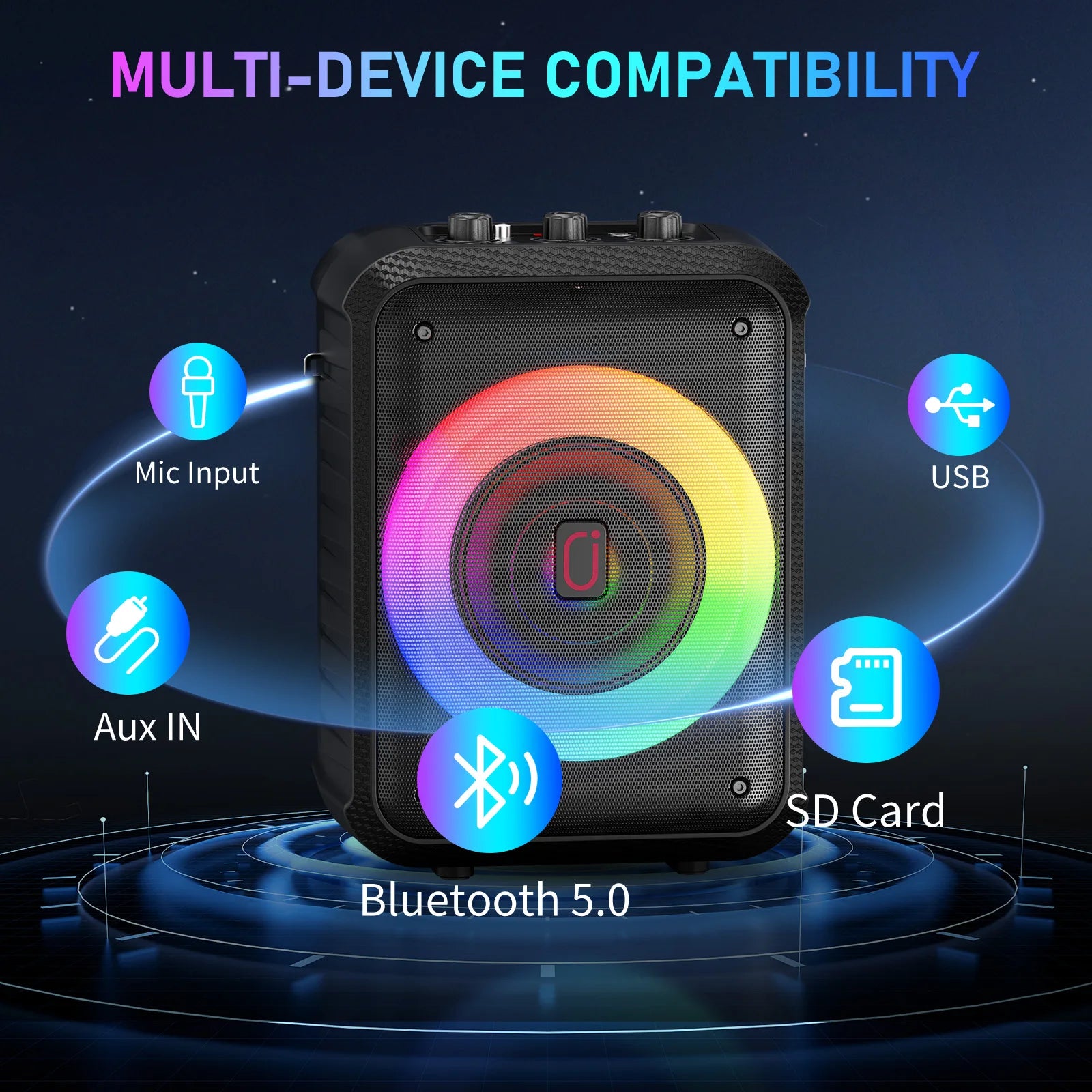 Dual Wireless Microphone Satchel Bluetooth Karaoke Audio Bt Usb Tf