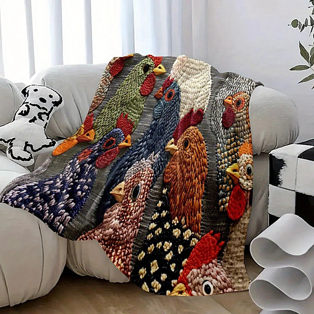 Chicken Throw Blanket 150x200cm Flannel Soft Foldable Machine