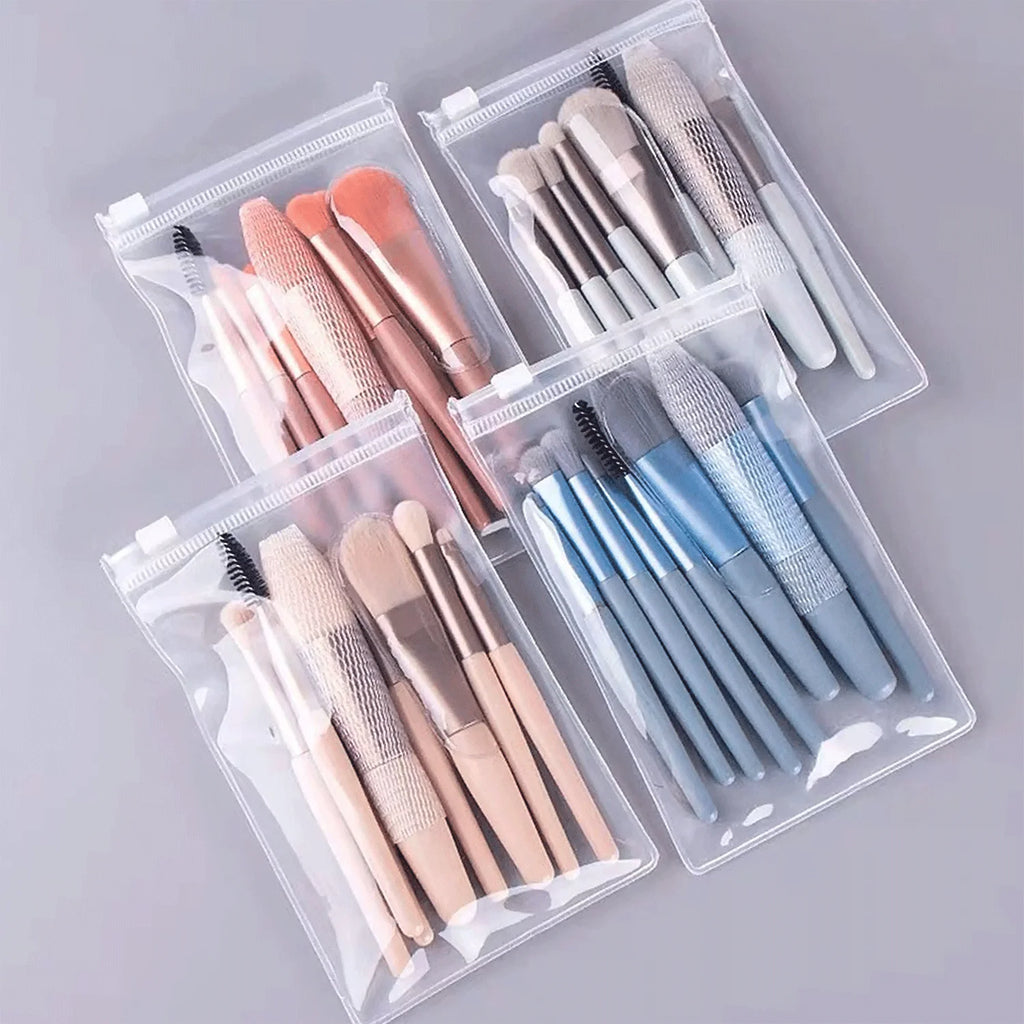 8pcs Makeup Brush Set for Face Loose Powder Blush Concealer Eyeshadow Radiant Look for Christmas Parties Travel-Friendly Design Zpaxo